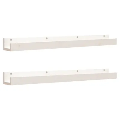 Image de vidaXL Étagères murales 2 pcs. Blanc 110x12x9 cm Pin massif