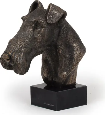 Zdjęcie produktu dla Foksterier szorstkowłosy - statuetka psa, popiersie na kamiennej podstawie, rzeźba, trofeum na wystawę psów marki Art-Dog