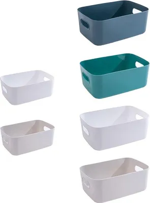 Immagine prodotto di Set di piccole scatole in plastica, 6 pezzi, blu/verde/bianco/grigio