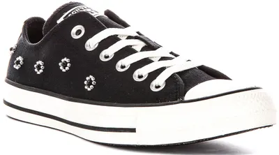 Produktbild von Converse Chuck Taylor A16679C in Schwarz mit Blumenperlen – Größe 7 (UK) – 40 (EU) – 7M/9F (US) / Schwarz