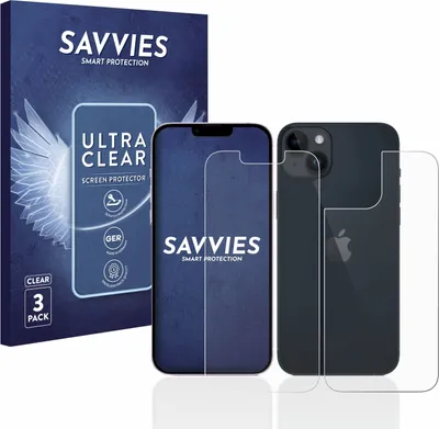 Produktbild von 6x Für Apple iPhone 14 (Display+Rückseite) Schutzfolie Savvies Displayschutz Display Schutz Folie Klar Transparent
