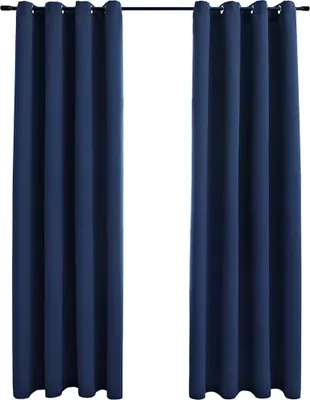 Produktbild von vidaXL Verdunkelungsvorhänge mit Metallösen 2 Stk. Blau 140x245cm