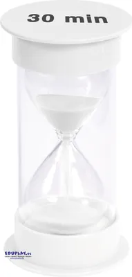 Produktbild von EDUPLAY 120603 Sanduhr 30 min, Ø 6,5 x 12,5 cm hoch, weiß