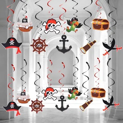 36 Piratengirlanden – Hängende Deko für Piratenparty