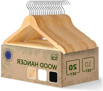 Produktbild von 20 Holzkleiderbügel mit Antirutschbeschichtung und 360° Drehhaken