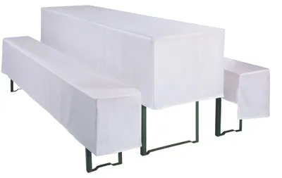 Produktbild von Biertisch-Hussen-Set 3 Teilig 1 x Biertischhusse 2 x Bierbankhusse weiß