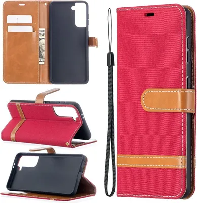 Produktbild von König Design Hülle kompatibel mit Samsung Galaxy S21 Kunstleder Handyhülle - Handy Case Rot
