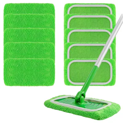 10 Mikrofasertücher für Wischmopp, grün, wiederverwendbar