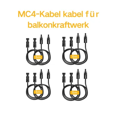Produktbild von Powerness Solarpanel-Verlängerungskabel mit MC4-Stecker - MC4 Solarkabel - 5m, 4mm– 4 Sätze (8 Stück), 0% MwSt