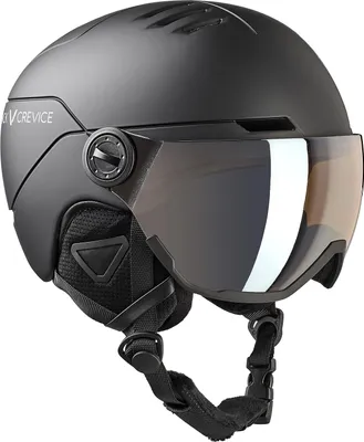 Immagine prodotto di BLACK CREVICE - Casco da sci per bambini e ragazzi con visiera | Modello: CORTINA | Colore: nero/argento | Taglia: XXS = 1 (48-52 cm)