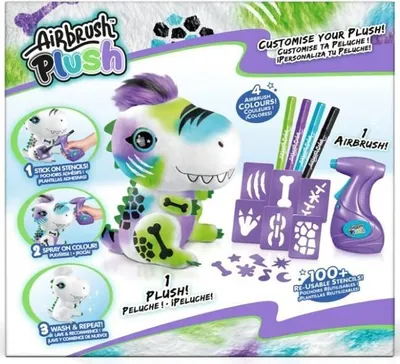 Produktbild von Canal Toys - Airbrush-Dinosaurier-Plsch zum Anpassen - Spray Art Plsch mit Markern und Schablonen - OFG243