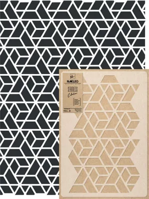 Produktbild von Wandschablone Groß Muster, Malschablone 59x95 cm Dreieck Figuren Wiederverwendbare Kunststoff, Geometrische Tapete Wandgestaltung