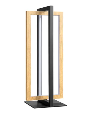 Zdjęcie produktu dla Lampa stołowa EDISHINE LED z regulacją jasności, obrotowa lampka nocna, czarne drewno