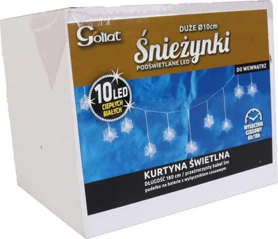 Produktbild von Weißer, batteriebetriebener LED-Lichtervorhang in Schneeflockenform mit Timer