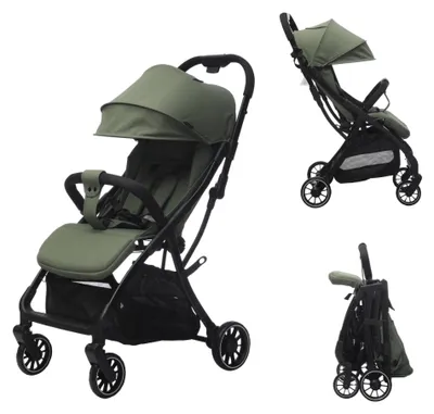 Produktbild von Cabino Buggy Compact Plus Grün – leichter Reisebuggy, handgepäcktauglich faltbar, bis 22 kg, verstellbare Rückenlehne, inkl. Tasche