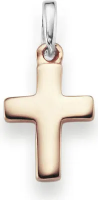 Produktbild von Anhänger Kreuz 20x9,5mm aus 585 Gold Weißgold & Rotgold bicolor schlicht