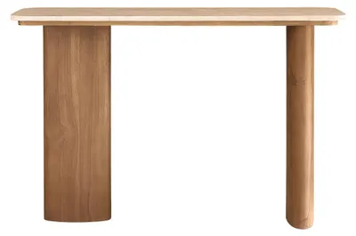 Produktbild von Teakholz Konsole mit Marmordetails 120 cm Massivholz