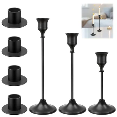 7er-Set matte Kerzenhalter schwarz für Stabkerzen Ø 2 cm