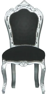 Produktbild von Casa Padrino Barock Esszimmer Stuhl Schwarz/Silber - Möbel Antik Stil