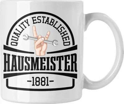 Produktbild von Trendation - Hausmeister Tasse Geschenke Lustig Spruch Haustechniker (Weiß)