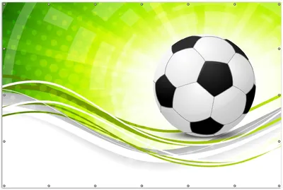 Produktbild von Wallario XXL Outdoor-Poster für Garten oder Balkon, Motiv Fußball - grün weiße Wellen Muster, in ca. 300 x 200 cm