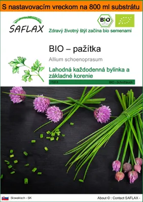 Obrázok produktu pre SAFLAX Garden in the bag - BIO – pažítka - Allium schoenoprasum - 250 Semená - S pestovateľským substrátom v praktickom samostaviteľnom vrecku