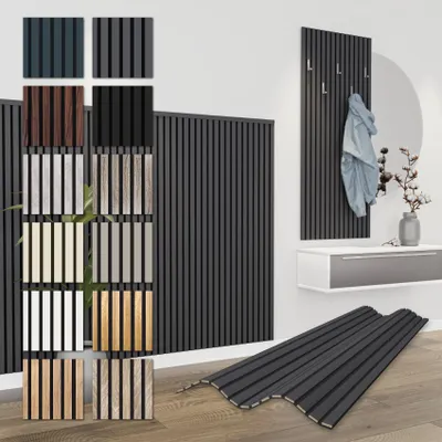 Produktbild von HEXIM Akustikpaneele 138,5x60cm Holz Comfort - flexible Holzpaneele Platten Lamellenwand MDF Wandpaneele Lamellenverkleidung Wandverkleidung schalldämmend (0.83m² Black Lead)