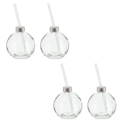Immagine prodotto di Novaliv 4x tazze vin brulè 400 ml Tazza natalizia personalizzata con cannuccia - palla di Natale come tazza per vin brulè - tazza con motivo palla di Natale Albero di Natale tazza di Natale tazza scaldamani