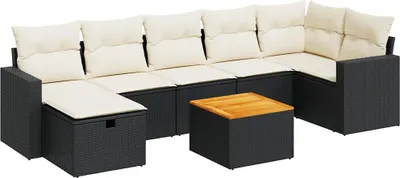 Immagine prodotto di vidaXL Set di divani da giardino a 8 pezzi con cuscini in rattan nero