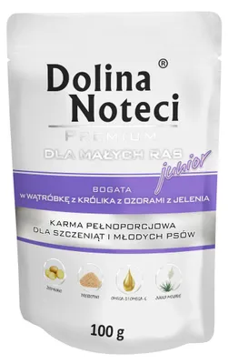 Zdjęcie produktu dla Dolina Noteci Premium bogata w wątróbkę z królika z ozorami z jelenia, Junior, XS (<4 kg), Wieprzowina, Królik, 100 g