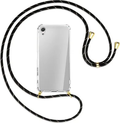 Produktbild von Handykette Backcover-Schutzhülle mit Band (Metall goldfarben) für Sony Xperia X Performance - schwarz/gold