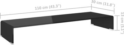 vidaXL TV-Tisch/Bildschirmerhöhung Glas Schwarz 110x30x13 cm