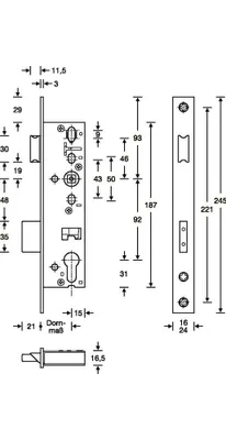 Obrázok produktu pre SSF Panic-RR zadlabávací zámok B DIN vľavo von 24/245/40/92/9mm Kl 3 ktg - 101045