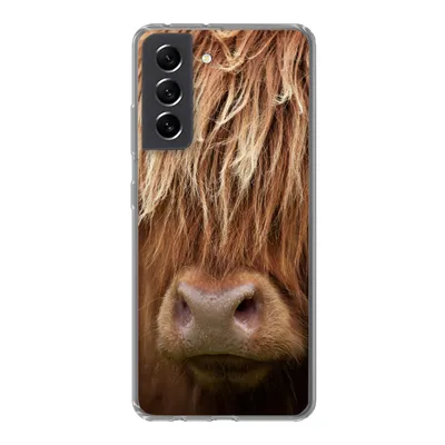 Produktbild von MuchoWow® Handyhülle Schutzhülle Hülle für Samsung Galaxy S21 FE Schottischer Highlander - Nase - Haare Silikon Softcase Handy Hülle - Mobiltelefonhülle