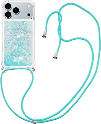 Produktbild von iPhone 17 Pro Hülle - Coverup Liquid Glitzer Back Cover mit Handykette - Blau