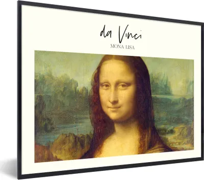 Produktbild von MuchoWow® Gerahmtes Poster Kunst - Mona Lisa - Da Vinci 80x60 cm - Poster mit Schwarzem Bilderrahmen Wandposter Rahmen Foto Bilder - Schwarzem - Mit Gestell