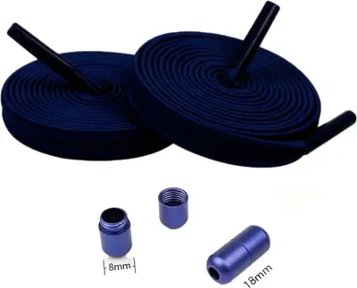 Produktbild von Elastik Schnürsenkel mit Metallkapseln - Blau Navy - Verschluss: Bunt