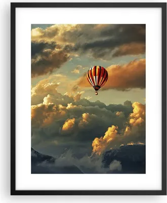 Produktbild von Gerahmtes Poster - Schwarzer Rahmen - Wolken Ballon Flug - 40x50 cm - Wand Bild - Wanddeko - Wandbilder - Kunstposter - Wandposter - Bilderrahmen - Bilder - Kunstdruck - Wandbild - P2BPA40x50-3791