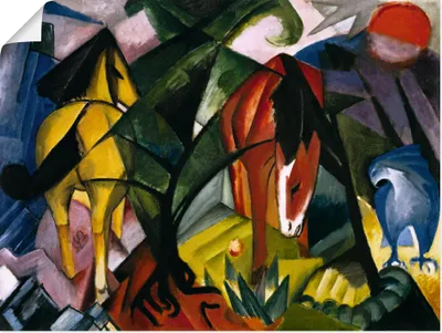 Produktbild von Franz Marc: Pferde und Adler. 1912, Produkt:Poster, Größe:30x40 cm / Poster