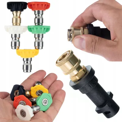 Image de Rosfix Kit de Buses (0°/15°/25°/40°/savon) + Adaptateur à Baïonnette 1/4" – Pour Nettoyeurs Haute Pression Kärcher K2 à K7 | 250 Bars
