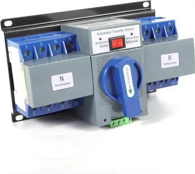 Obrázok produktu pre Automatický dvojkanálový prenosový spínač – Automatický prenosový spínač – 4-pólový – 63A – 220V/400V – Automatický/Manuálny – AC-33iB, trieda ochrany CB – Modrá