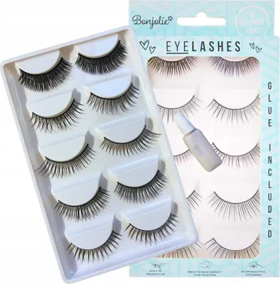 Produktbild von Schwarze künstliche Wimpern mit Kleber – 5 Paar