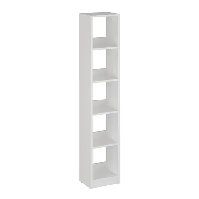 Produktbild von KOMTO Bücherregal Weiß – Schmales Regal 30 cm Breit, 5 Fächer, Standregal für Bücher & Deko | LAKO 156 x 30 x 24 cm
