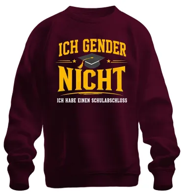Immagine prodotto di Felpa con cappuccio, modello "Ich Gender Nicht", con scritta sarcastica, colore bordeaux, taglia XXL