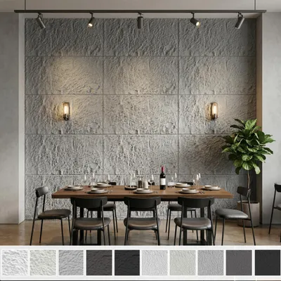 Produktbild von LZQ Wandpaneele Steinoptik 3D Polyurethan3 Stück 120x60 cm 0,72 m² Bruchstein Felsen Wandverkleidung Steinplatten Wanddeko Innenbereich Grau