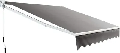 Immagine prodotto di Tenda da sole - Tenda da sole a braccio articolato per terrazza/balcone - Telaio in alluminio - Manovella - Protezione solare - Poliestere impermeabile - Grigio scuro