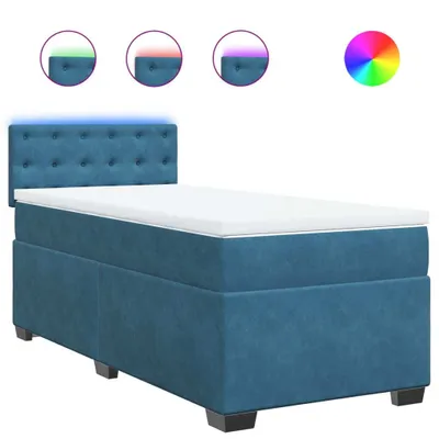 Produktbild von Boxspringbett mit Matratze Blau 90x200 cm Samt