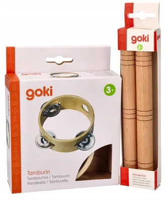 Produktbild von Goki Rhythmusstäbe + Tamburin Musikinstrumenten-Set für Kinder