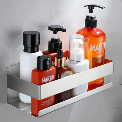 Produktbild von Duschablage ohne Bohren - Duschkorb Selbstklebend Badezimmer Regal in Rostfrei, Platzsparendes Duschregal fš¹r Shampoo und Duschgel und Kš¹chenregal ohne Bohren