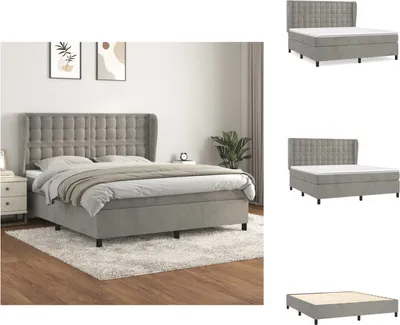 Immagine prodotto di vidaXL Letto a molle con materasso grigio chiaro 180x200 cm in velluto - Letti e strutture letto